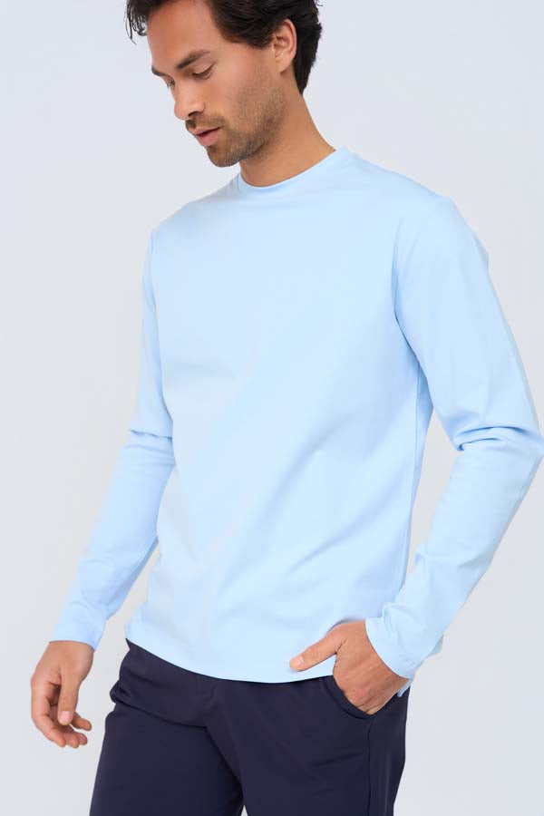Men's Cotton Long-Sleeved Shirt | Light Blue