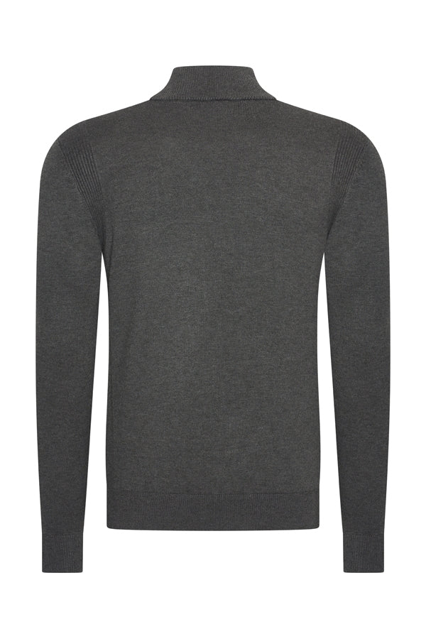 Men Cardigan Zip | Dark Grey