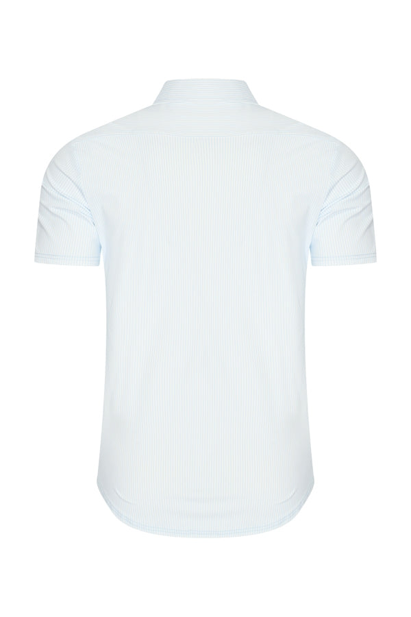 Men Shirt Stripe Print | Off White | L.Blue