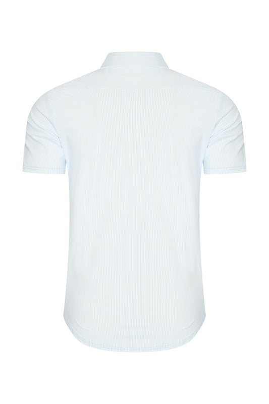 Men Shirt Stripe Print | Off White | L.Blue