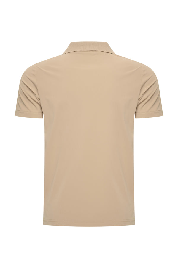 Men V Neck Polo Shirt | Latte