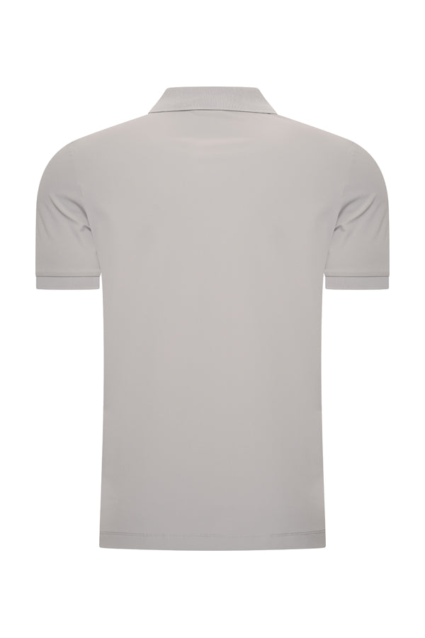 Men Zip Polo Shirt | Elephant Grey