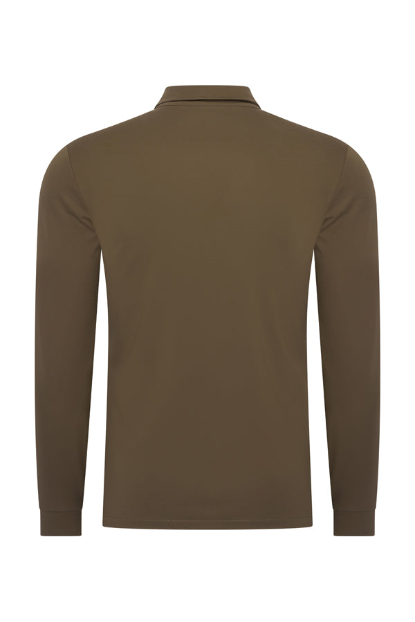 Men Polo Cotton Long Sleeves | Olive