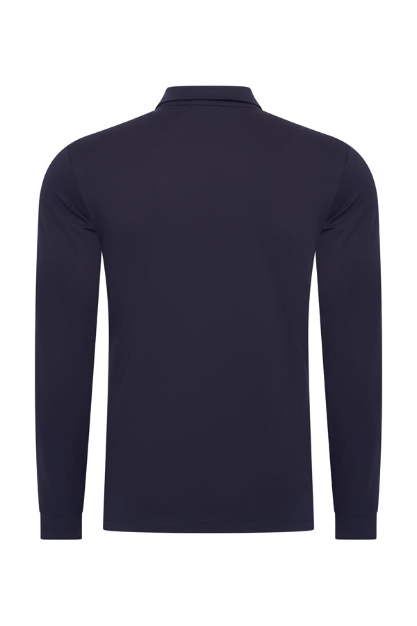Men Polo Cotton Long Sleeves | Dark Blue