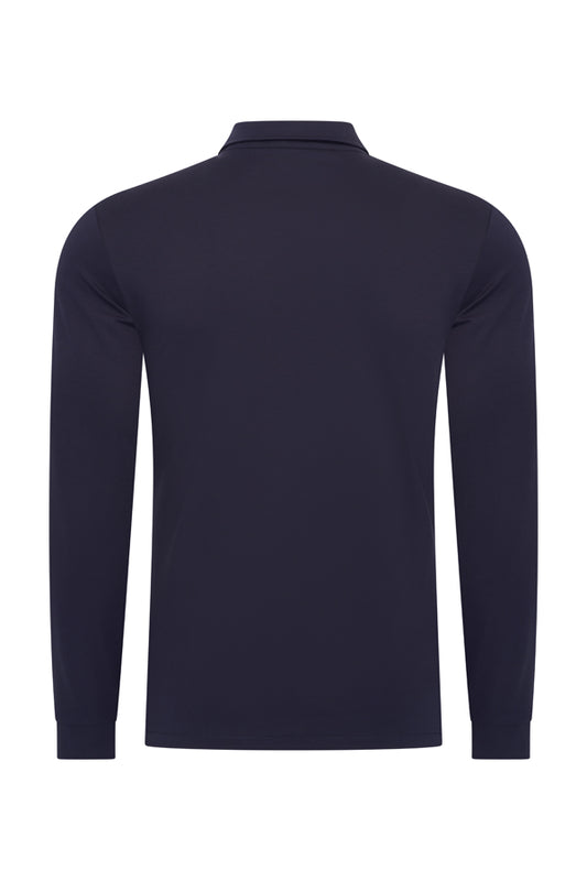 Herren Polo Baumwolle Langarm | Dunkelblau