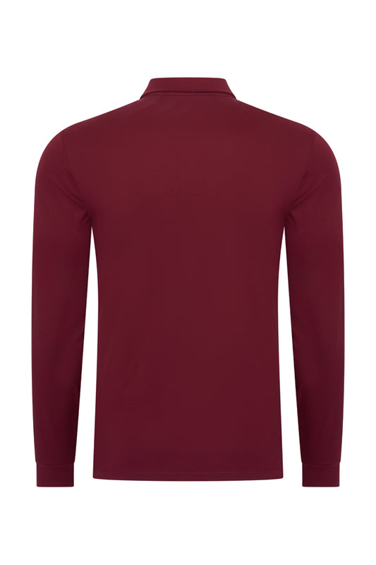 Herren Polo Langarm aus Baumwolle | Bordeaux