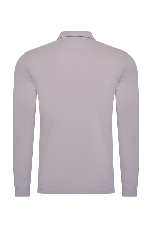 Men Polo Cotton Long Sleeves | Elephant Grey