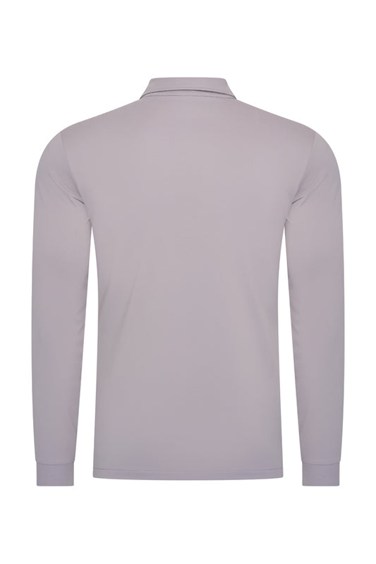 Herren Polo Baumwolle Langarm | Elephant Grey