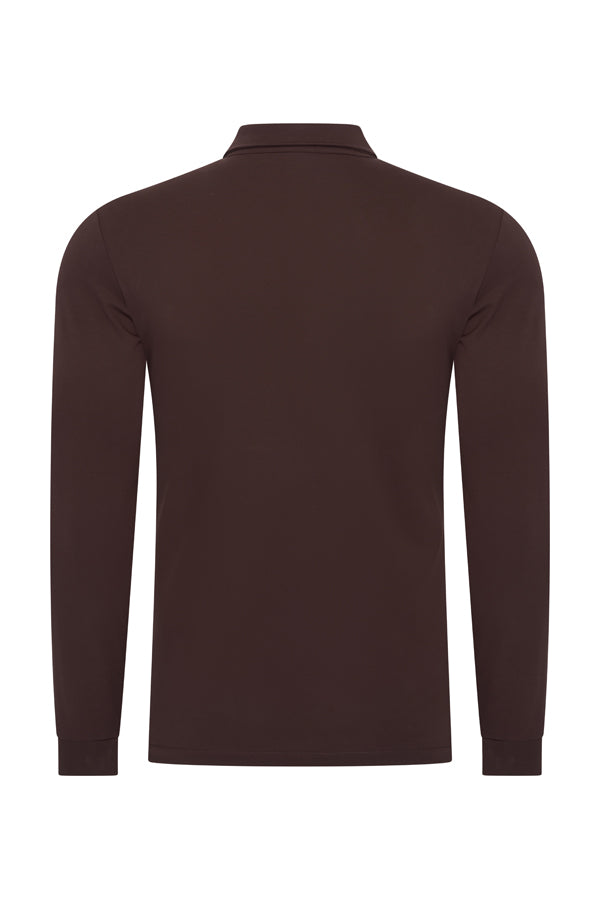 Men Polo Cotton Long Sleeves | Espresso