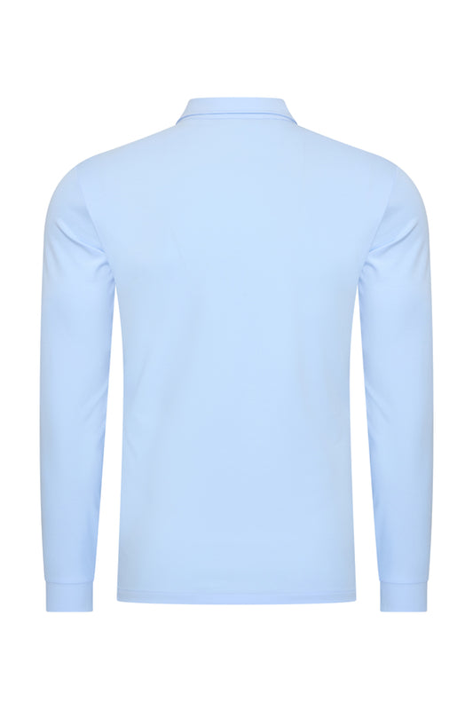 Herren Polo Baumwolle Langarm | Hellblau