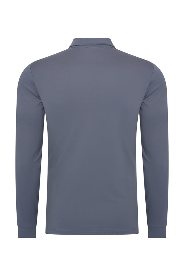Men's Cotton Long-Sleeved Polo Shirt | Cloud Blue