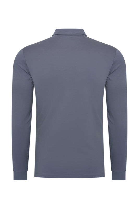 Herren Polo Baumwolle Langarm | Cloud Blue