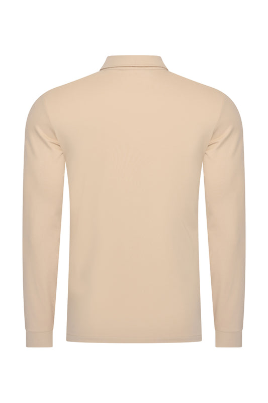 Herren Polo Baumwolle Langarm | Beige