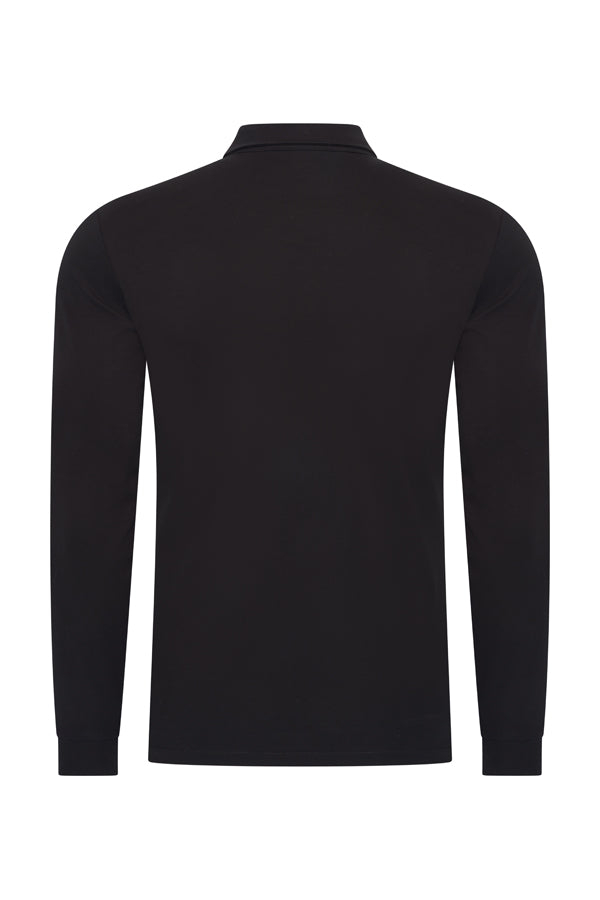 Men Polo Cotton Long Sleeves | Black