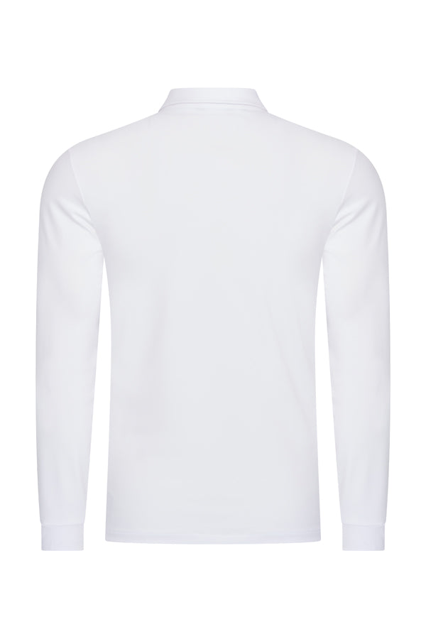 Men's Long Sleeve Cotton Polo Shirt | White