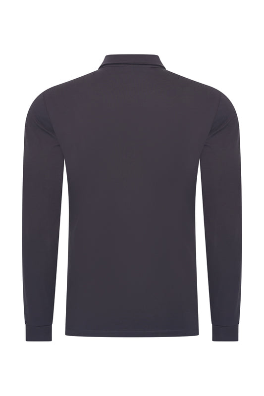Herren Polo Baumwolle Langarm | Dunkelgrau