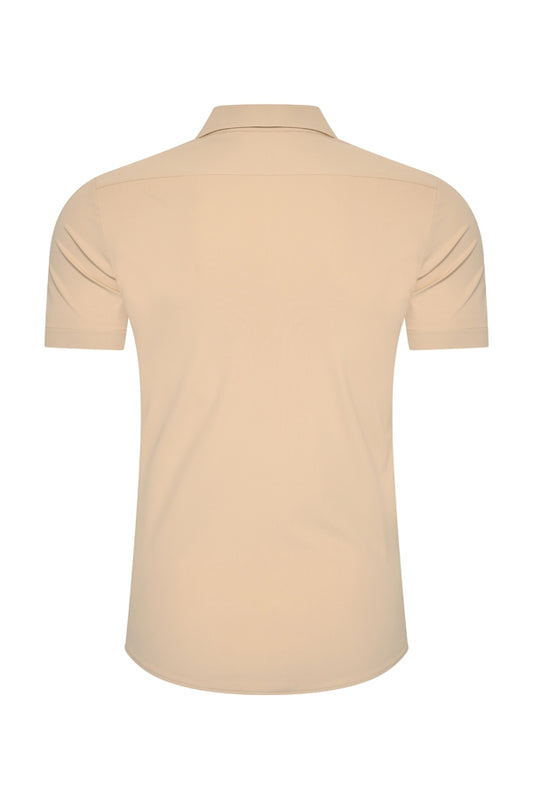 Men Shirt Short Sleeve | Beige
