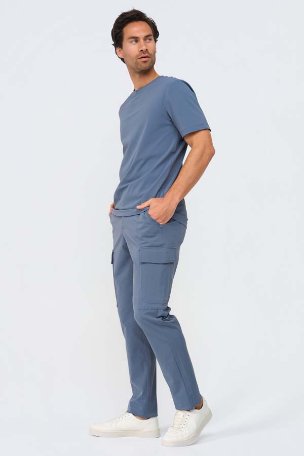 Men Trousers Straight Cargo | Cloud Blue