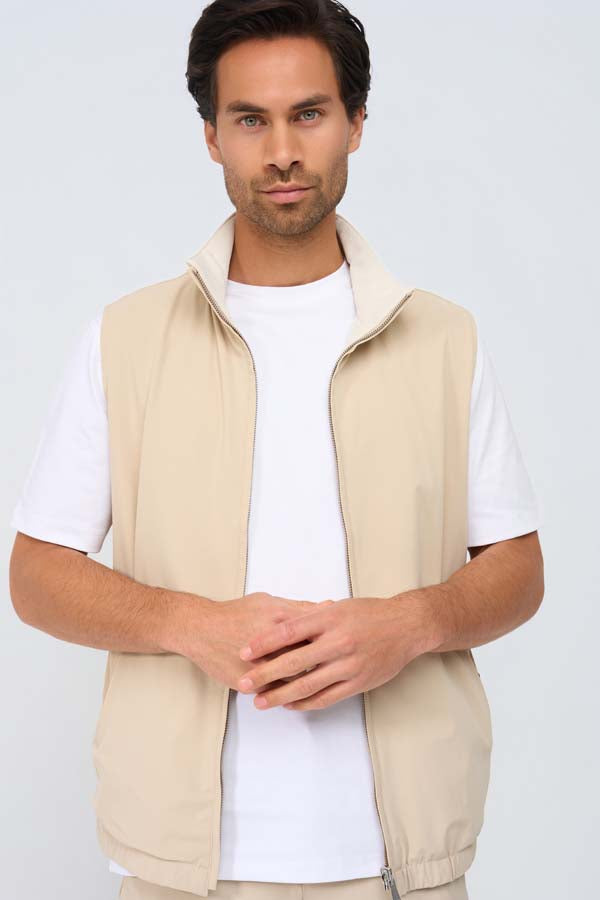 Men Gilet Reversible | Beige | Kit