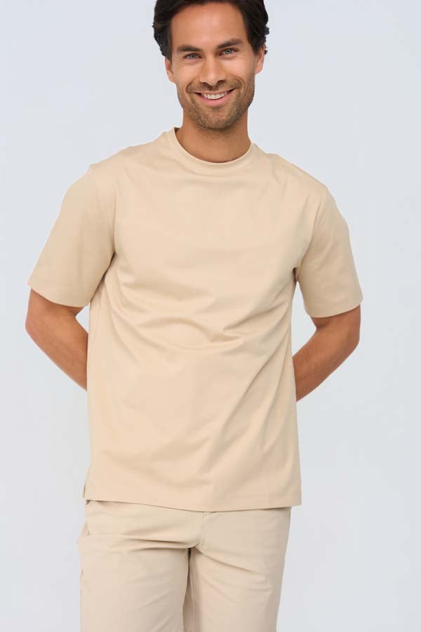 Men Cotton T Shirt | Beige