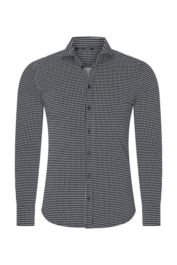 Men Shirt Check Print | Off White | D.Blue