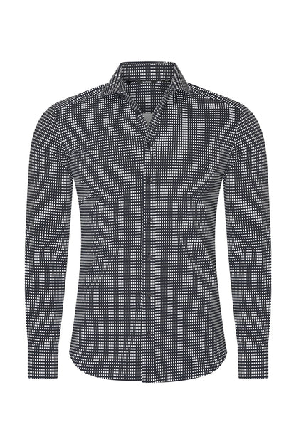 Men Shirt Check Print | Off White | D.Blue