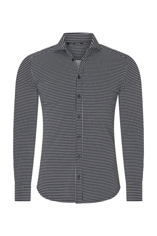 Men Shirt Check Print | Off White | D.Blue
