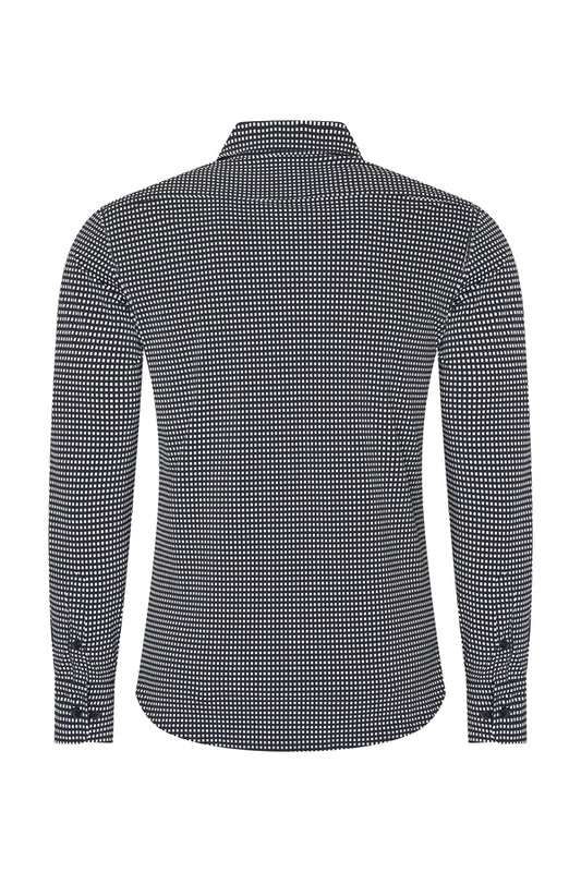 Men Shirt Check Print | Off White | D.Blue