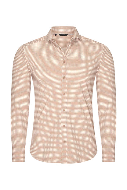 Men Shirt Check Print | Off White | Latte
