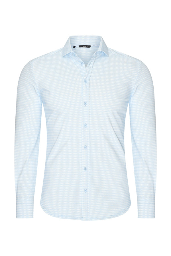 Men Shirt Check Print | Off White | L.Blue