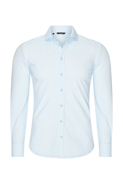 Men Shirt Check Print | Off White | L.Blue