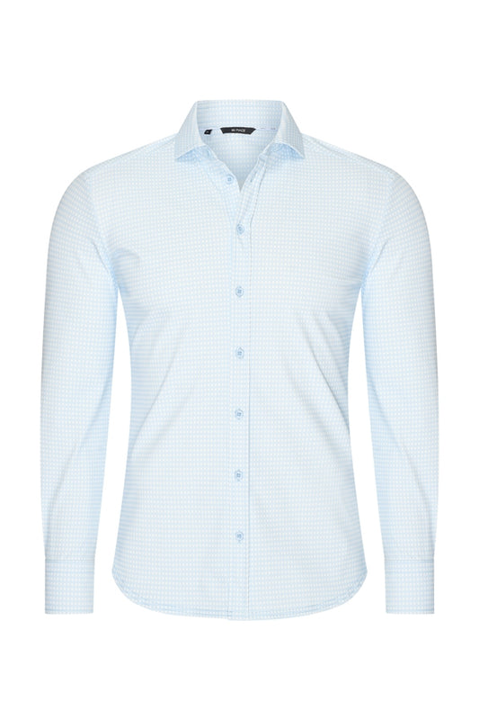 Men Shirt Check Print | Off White | L.Blue