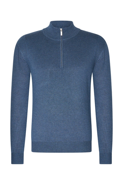 Men Pullover Zip | Blue