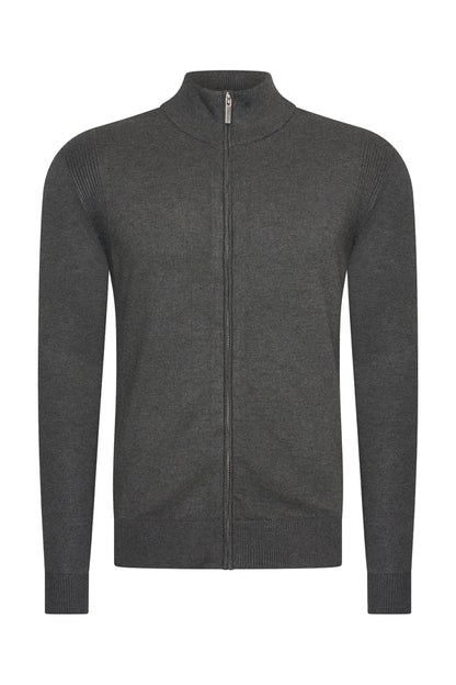 Men Cardigan Zip | Dark Grey