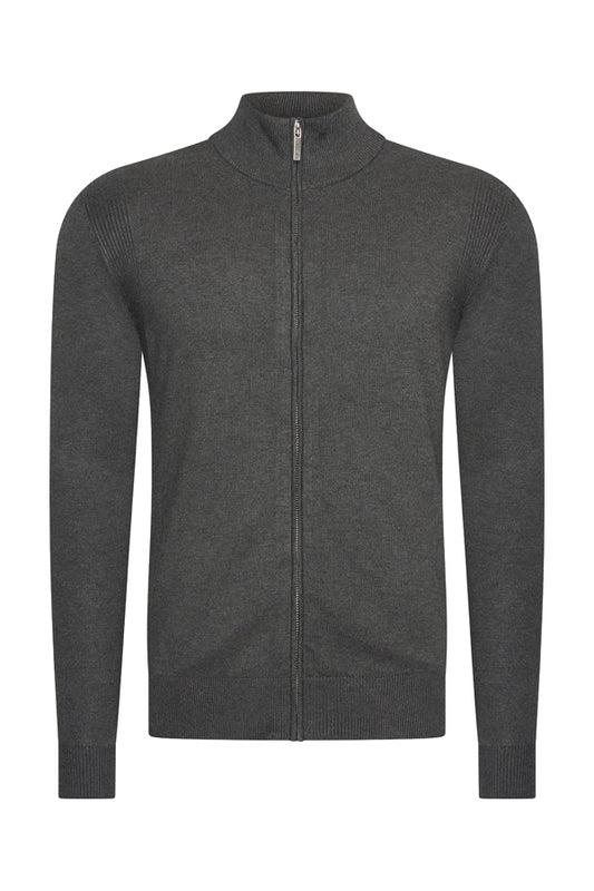 Men Cardigan Zip | Dark Grey