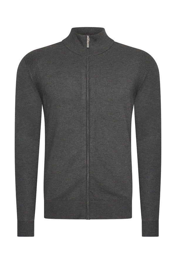 Men Cardigan Zip | Dark Grey