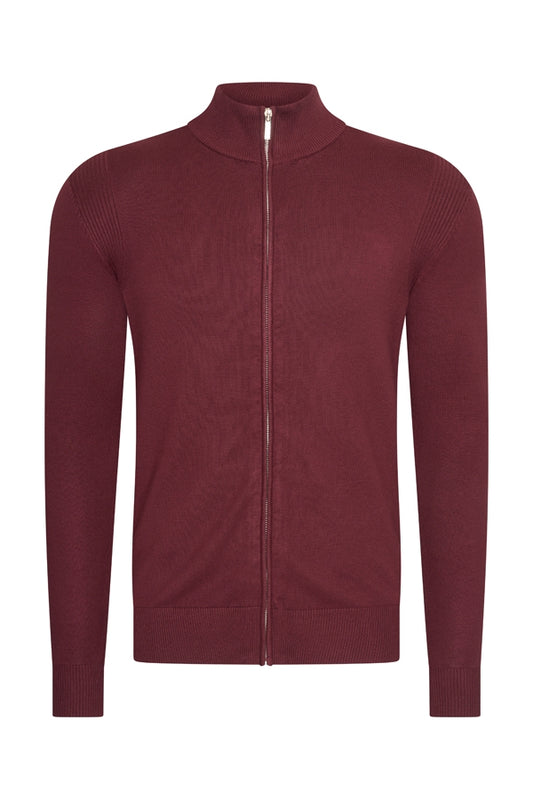 Men Cardigan Zip | Burgundy