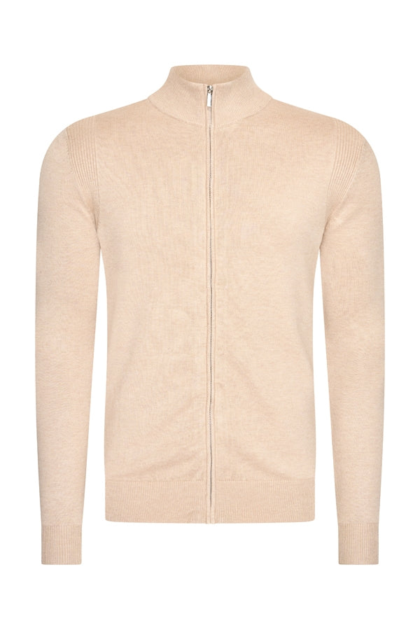 Men Cardigan Zip | Beige