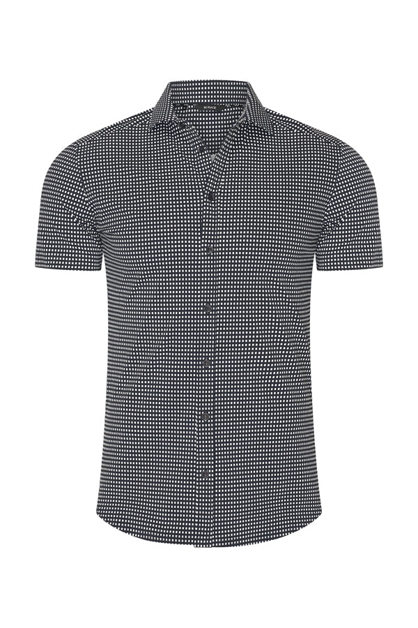 Men Shirt Check Print | Off White | D.Blue