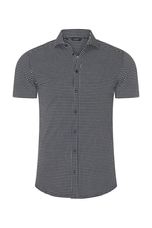 Men Shirt Check Print | Off White | D.Blue
