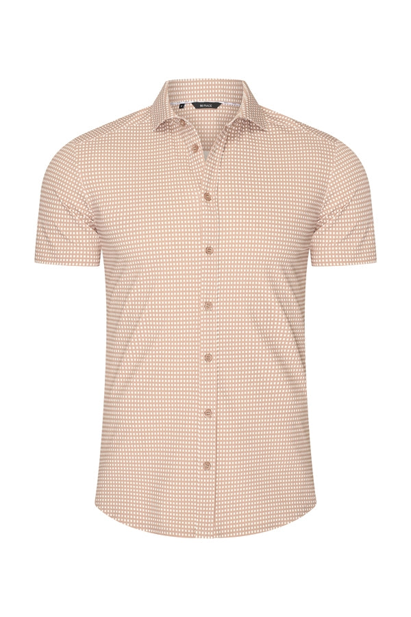 Men Shirt Check Print | Off White | Latte