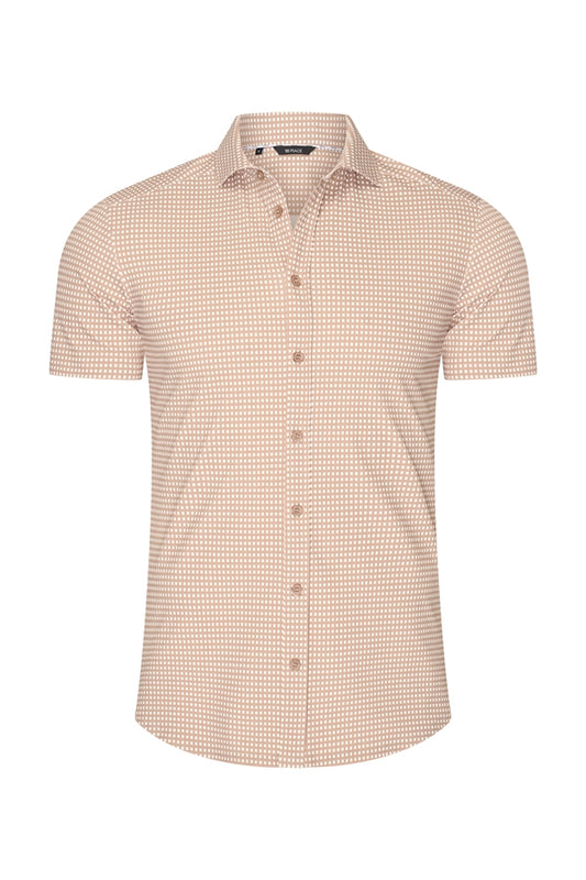 Men Shirt Check Print | Off White | Latte
