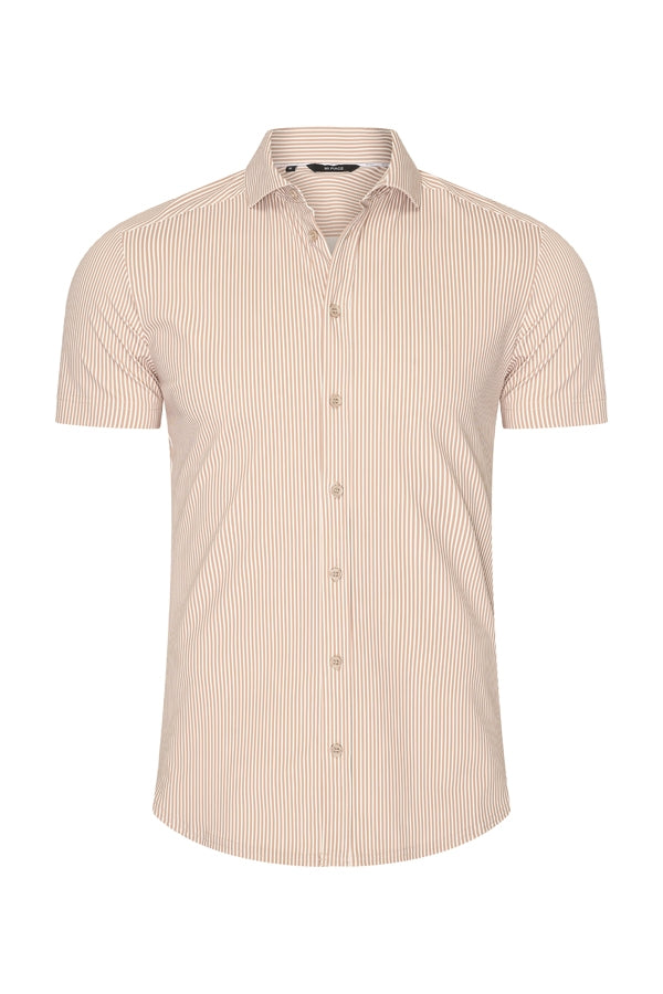 Men Shirt Stripe Print | Off White | Latte