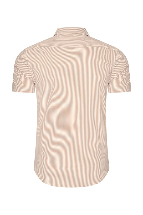 Men Shirt Stripe Print | Off White | Latte