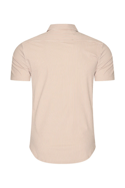 Men Shirt Stripe Print | Off White | Latte