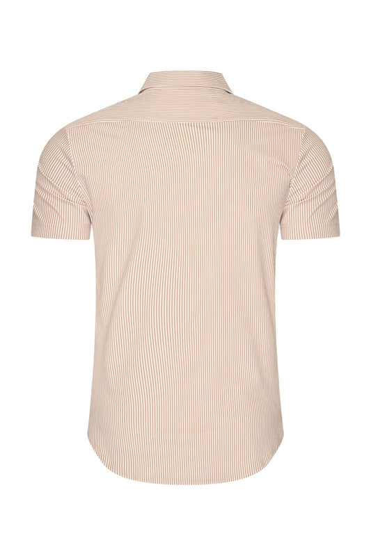 Men Shirt Stripe Print | Off White | Latte