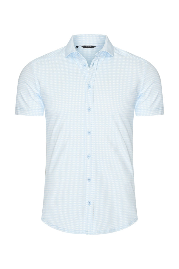 Men Shirt Check Print | Off White | L.Blue