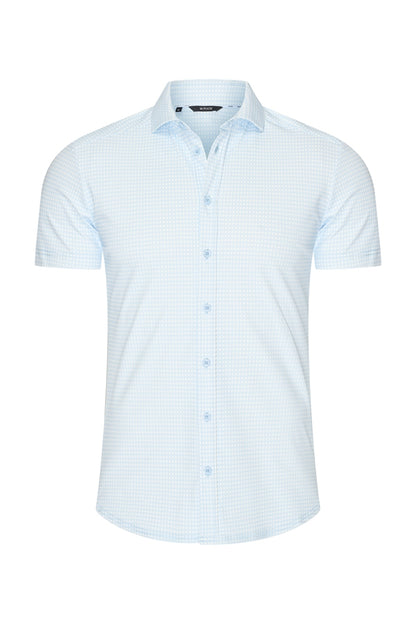 Men Shirt Check Print | Off White | L.Blue