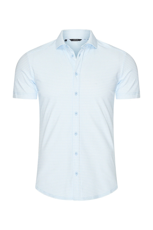Men Shirt Check Print | Off White | L.Blue
