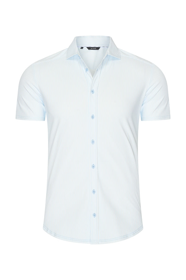 Men Shirt Stripe Print | Off White | L.Blue